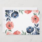 ブルー&コーラル絵を描花模様リハーサルディナー 招待状 (裏面)