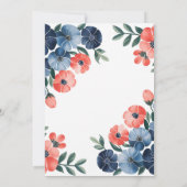 ブルー＆コーラル ペイント ブーケ ブライズメイド ランチョン 招待状 (裏面)