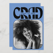 ブルー・ゴシック・モダンタイポグラフィ卒業2022インビ 招待状 (正面/裏面)