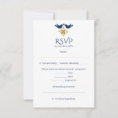 ブルー&ゴールデンロベバーズメキシコ結婚式RSVPカード 出欠カード (正面)