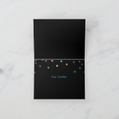 ブルー＆ゴールドのコンフェッティ感謝カード サンキューカード (内部)