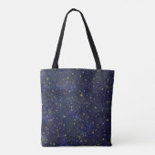 ブルー＆ゴールドの天体の星の幻想的な水彩画 トートバッグ (裏面)