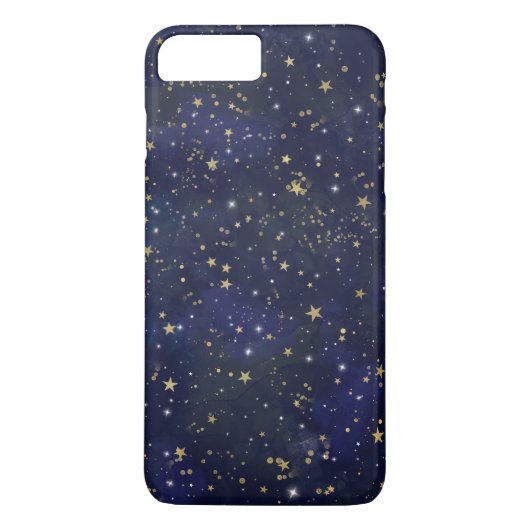 ブルー&ゴールドの天体の星の幻想的な水彩画 Case-Mate iPhoneケース (裏面)