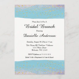 ブルー＆ゴールドの水彩画 ブライダルシャワー招待状 招待状