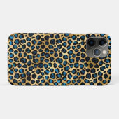 ブルー&ゴールドレオパードシリーズデザイン4 Case-Mate iPhoneケース (裏面(横))