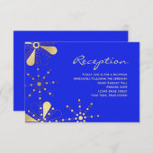 ブルー＆ゴールド インド風 受付情報カード 招待状 (正面/裏面)