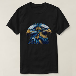 ブルー&ゴールド・イーグルヘッド - プレミアムモダンベクターアート Tシャツ