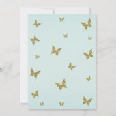 ブルー＆ゴールド グリッター バタフライ スイート16 パーティー 招待状 (裏面)