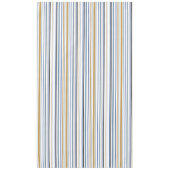 ブルー、ゴールド、ホワイトのビーチカラーストライプ テーブルクロス (正面)