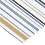 ブルー、ゴールド、ホワイトのビーチカラーストライプ テーブルクロス (アングル)