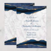 ブルー ゴールド マーブル アゲート 結婚式招待状 招待状 (正面/裏面)