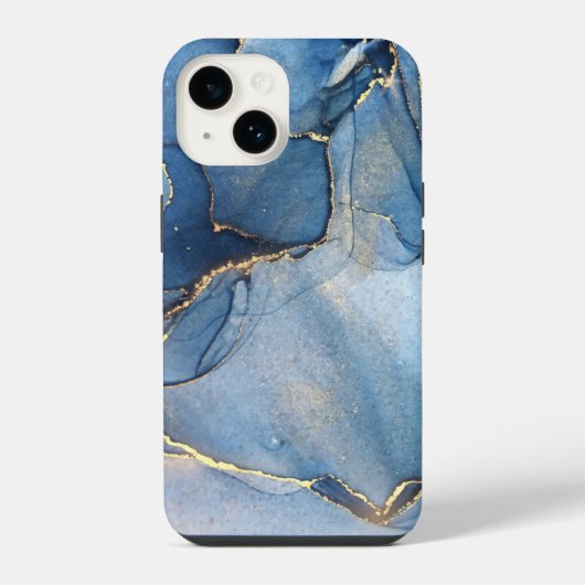 ブルー ゴールド 大理石 パターン iPhone/Android ケース (裏面)