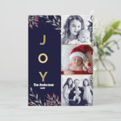 ブルー＆ゴールド JOY 3 3つの写真 ホリデー クリスマス (スタンド正面)