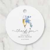 ブルー サンクス ペタル & プロセッコ ブライダル シャワー フェイバータグ (裏面)