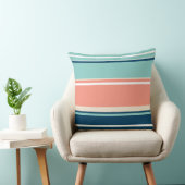 ブルー、サーモンおよびターコイズストライプ クッション (椅子)
