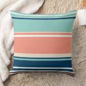 ブルー、サーモンおよびターコイズストライプ クッション (ブランケット)
