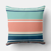 ブルー、サーモンおよびターコイズストライプ クッション (裏面)