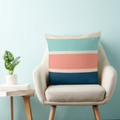 ブルー、サーモンおよびターコイズストライプ クッション (椅子)