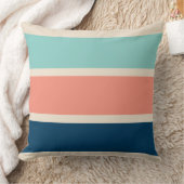 ブルー、サーモンおよびターコイズストライプ クッション (ブランケット)