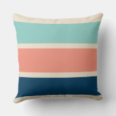 ブルー、サーモンおよびターコイズストライプ クッション (裏面)