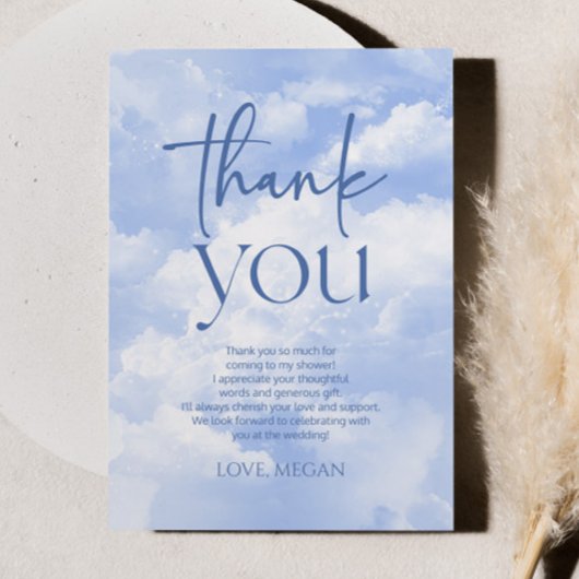 ブルー・ザ・ブライド・イズ・オン・クラウド・ナイン・ブライズシャワー サンキューカード