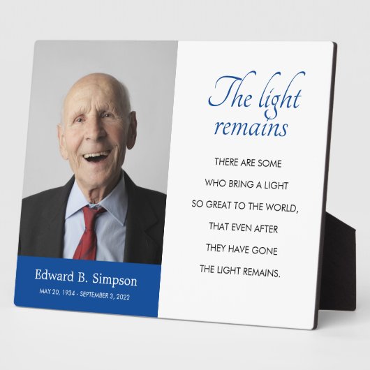 ブルー・ザ・ライトアネス・葬祭記念詩写真 フォトプラーク (側面)