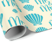 ブルー シェル サマー ビーチ ウェディング イエロー シームレス ラッピングペーパー (ロールコーナー)