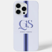 ブルー | シックストライプモノグラム Case-Mate iPhoneケース (裏面)
