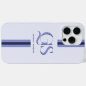 ブルー | シックストライプモノグラム Case-Mate iPhoneケース (裏面 (横))