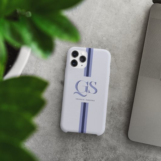 ブルー | シックストライプモノグラム Case-Mate iPhoneケース