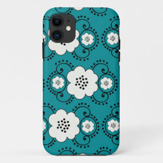 ブルー シック フラワー iPhone 11 ケース