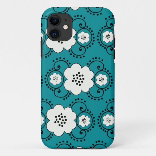 ブルー シック フラワー Case-Mate iPhoneケース (裏面)