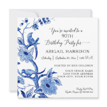 ブルー シノワズリー アジアン チャイナ フラワール バースデー パーティー