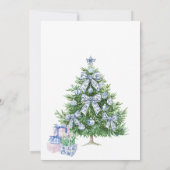 ブルー シノワズリー クリスマス ホリデー パーティー 招待状 (裏面)