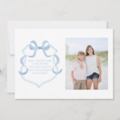 ブルー シノワズリー ツリー クリスマス フォト カード (裏面)