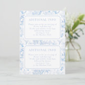 ブルー シノワズリー フラワーズ 結婚式 詳細カード 招待状 (スタンド正面)