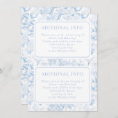 ブルー シノワズリー フラワーズ 結婚式 詳細カード 招待状 (正面/裏面)