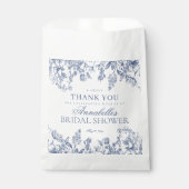 ブルー シノワズリー フラワーブライダルシャワー デザート フェイバーバッグ (正面)
