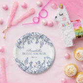 ブルー シノワズリー フラワーブライダルシャワー デザート ペーパープレート (パーティー)