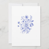 ブルー シノワズリー フラワーブライダルシャワー 招待状 (裏面)