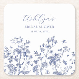 ブルー シノワズリー ブライダル シャワー ペーパー コースター