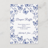 ブルー シノワズリー ベイビー シャワー おむつ ラッフル エンクロージャーカード (正面)