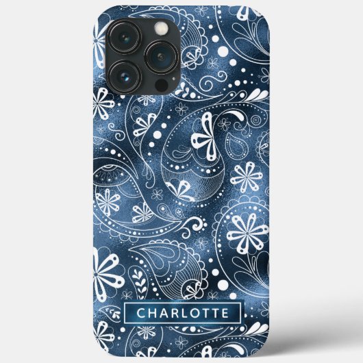 ブルー シャイマー モダン ガーリー ペイズリー オリジナル Case-Mate iPhoneケース (裏面)