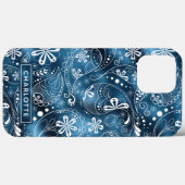 ブルー シャイマー モダン ガーリー ペイズリー オリジナル Case-Mate iPhoneケース (裏面 (横))