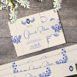 ブルー&シャンパンミラグロメキシ結婚コ 招待状ベリーバンド