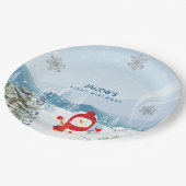 ブルー&シルバーウィンターオーバーランドボーイ1歳の誕生日 ペーパープレート (アングル)