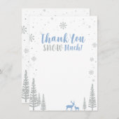 ブルー&シルバーウィンターワンダーランドサンキューカード サンキューカード (正面/裏面)