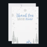 ブルー&シルバーウィンターワンダーランドサンキューカード サンキューカード<br><div class="desc">ベビーブルーとシルバーグリッターありがとうノートカード。このデザインは可愛いタイポグラフィ「THANK YOU SNOW MUCH!」を搭載。私のショップBaraBomDesignで利用可能なマッチング招待状。</div>