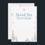ブルー&シルバーウィンターワンダーランドサンキューカード サンキューカード<br><div class="desc">ベビーブルーとシルバーグリッターありがとうノートカード。このデザインは可愛いタイポグラフィ「THANK YOU SNOW MUCH!」を搭載。私のショップBaraBomDesignで利用可能なマッチング招待状。</div>
