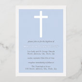 ブルー&シルバークロスバプティスフォイル招待状 箔招待状 (正面)